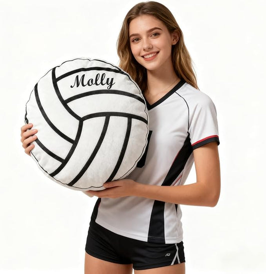 Personalized Name Volleyball Pillow Custom Name Volleyballl Pillow for Boys Girls Customized for Volleyball Fans Kids Birthday Sports Room Decore Game Day Sofa Cushion