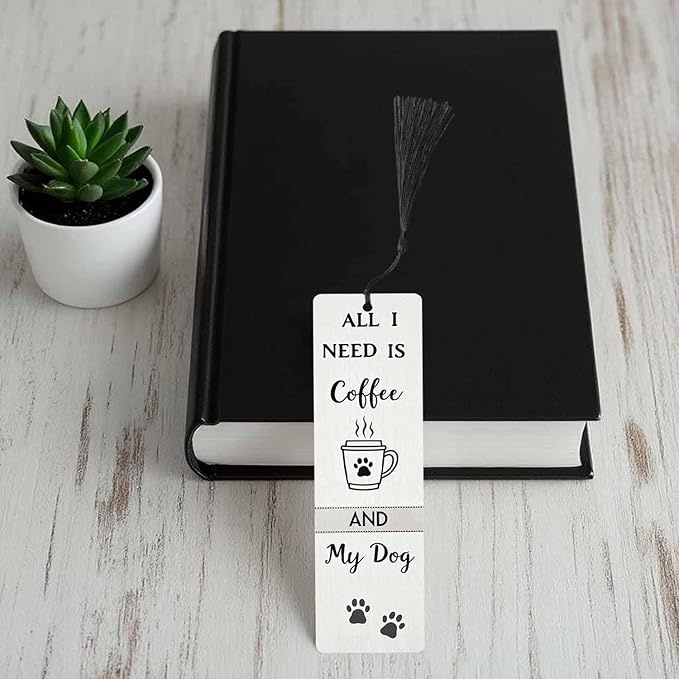 Dog Paw 5 Pcs Bookmarks Coffee All I Need Wooden Bookmarks with Tassel for Students Reader Teachers Book Lovers