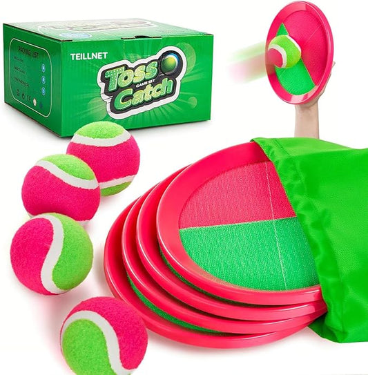 Toss and Catch Ball Set Upgraded - Kids Toys Stocking Stuffers for Family Games - Water-Resistant Great for Beach Pool Yard - Christmas Toys Gift for Boys Girls Teens 3 4 5 6 7 8 9 10 11 12+ Years