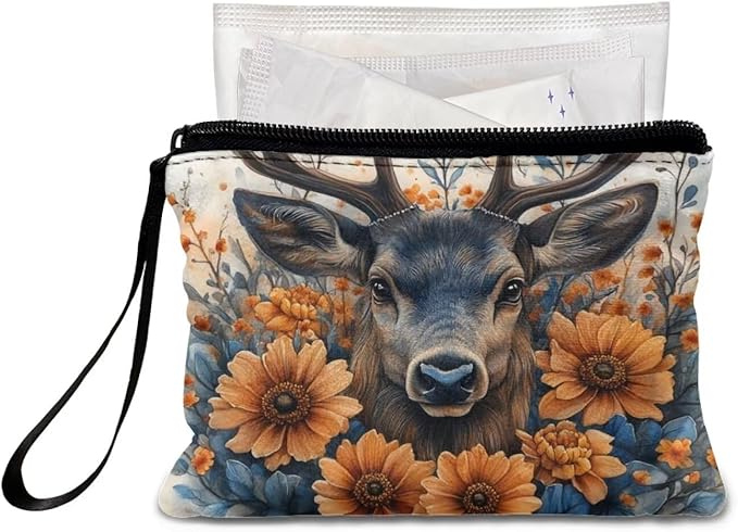 Dolyues Deer Coin Purse For Women Flowers Zipper Coin Wallet Women's Change Purse Trendy Womens Wallets And Change Purses for Party Shopping