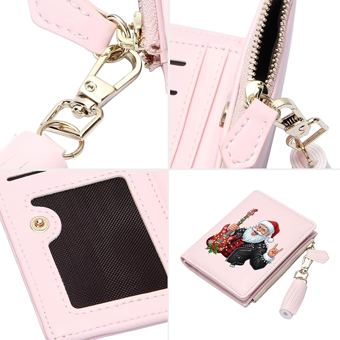 GEEAD Custom Design Small Wallets for Women Bifold Slim Coin Purse Zipper ID Card Holder for Christmas