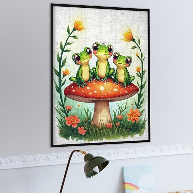 Jigsaw Puzzles for Adults 1000 Piece - Colorful Frogs Wooden Puzzles, Unique Gifts for Wall Art，Family Puzzles，Educational Games，Challenge Puzzles