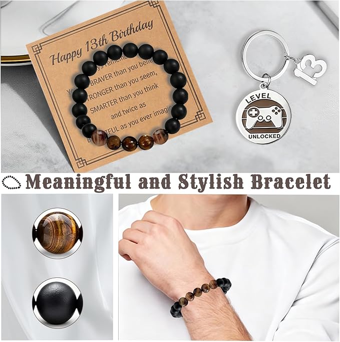 13th Birthday Gifts For Boys,13 Year Old Boy Birthday Gift Ideas with 12 Oz Tumbler, Funny Socks,Birthday Card, Bracelet,Keychain,Coolest Gifts for 13 Son Grandson Nephew Friend Birthday