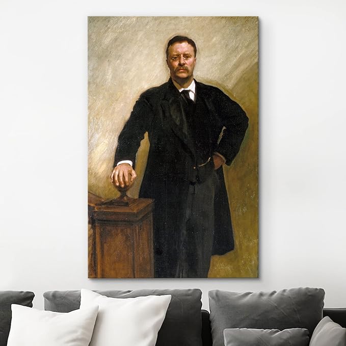 wall26 Canvas Print Wall Art Portrait of President Theodore Roosevelt People Pop Culture Historical Realism Famous Closeup Colorful Multicolor Classical for Living Room, Bedroom, Office - 24"x36"