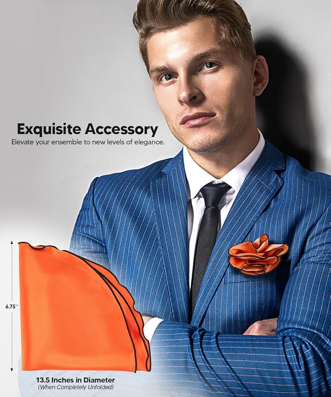 Premium Pre-Folded Four-Point Suit Pocket Square for Men with Sewn Pocket Fold