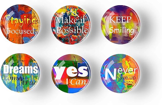 12Pcs Glass Refrigerator Magnets - Fridge Magnets Decoration for Classroom, Locker, Office Whiteboards, Cabinet, Dishwasher and Magnetic Surfaces (Inspirational Quote Sunny)