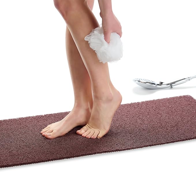 Non Slip Bathtub Mat Shower Mat for Tub - Loofah Bath Mats for Bathroom - 40x16 Bathtub Floor Mat - Textured Anti Slip Bath Mat Without Suction Cups - Secure Mat for Wet Areas (40x16 Brown)