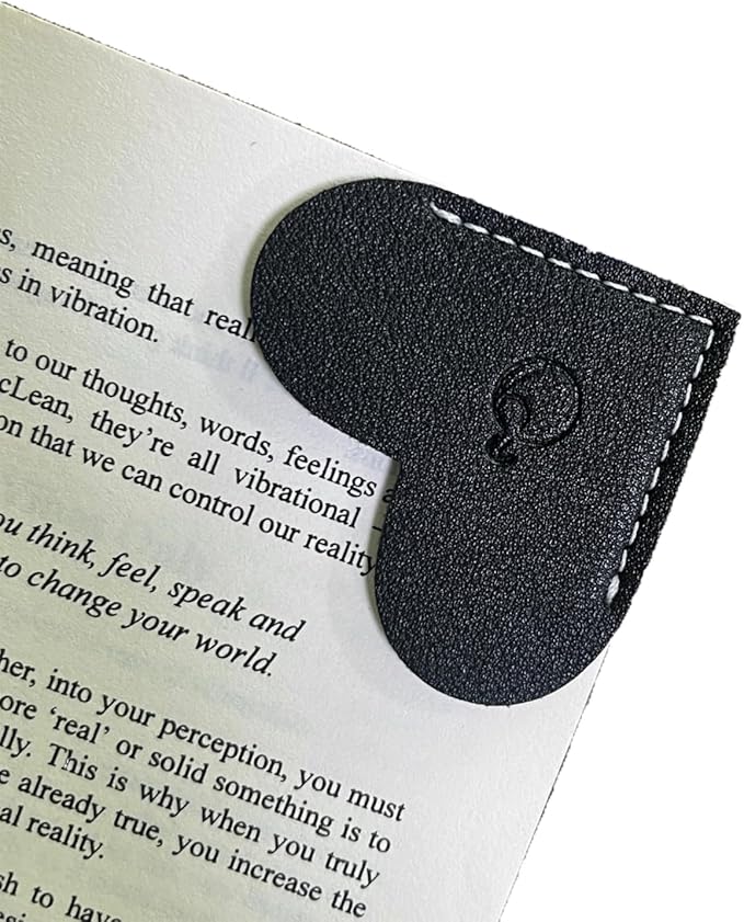 Personalized Leather Book Marks, Heart Bookmark, Unique Cute Handmade Letter Bookmarks Accessories for Reading Women, Teacher, Student, Book Lovers Book Mark Gifts (Black, Q)