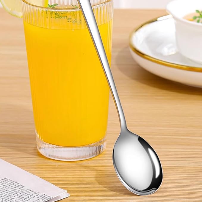 Large Soup Spoon Stainless Steel Dishwasher Safe Dinner Big Teaspoons with Round Edge 8 inches Tablespoons (8)