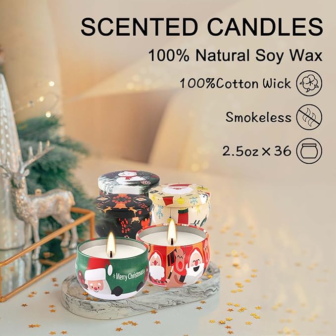 36 Pack Christmas Scented Candles,Candvent Calendar 2025,Gift Set 2.5oz Strong Fragrance jar Candles,for Home Scented Decoration Birthday Valentine'sDay