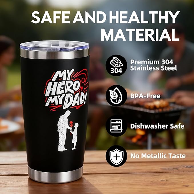Christmas Gifts for Men 2025, Engraved Gift from Daughter Son, 20oz Stainless Steel Insulated Cup - Birthday, Fathers Day, Christmas for Him Coffee Tumbler, Leakproof Travel Mug,Black