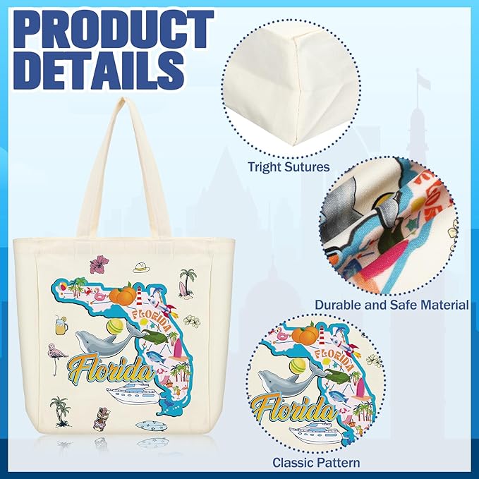 Large Canvas Tote Bags Decorative Themed City Souvenir Gift Bags with Handle Shopping Basket Reusable