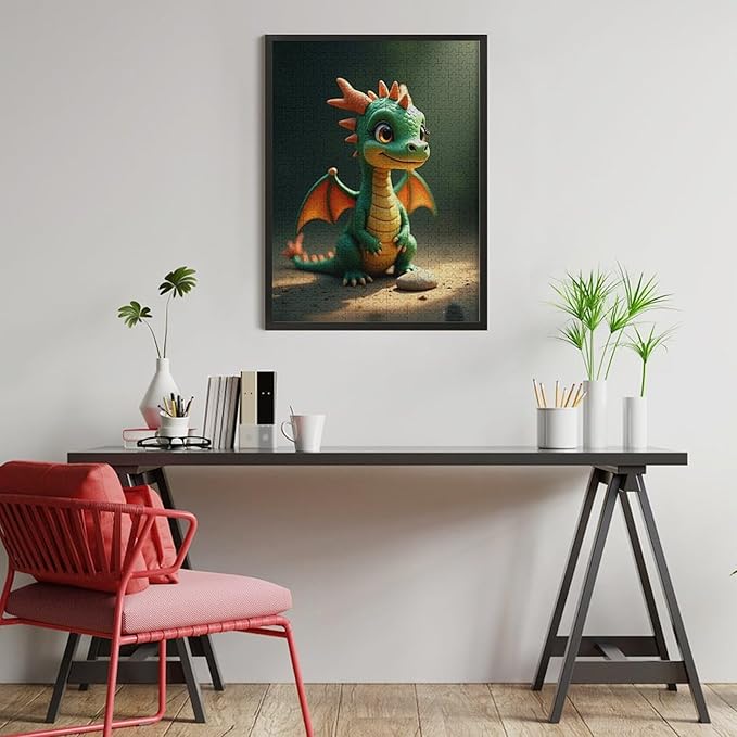 Wooden Puzzle - Green Dragon Jigsaw Puzzles，Wooden Puzzles for Adults 500 Pieces Challenge Puzzles，Educational Games，Family Puzzles，Unique Gifts for Wall Art