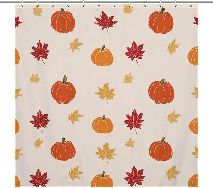 Fall Thanksgiving Pumpkin Shower Curtain Waterproof Washable Fabric Bathroom Shower Curtains for Bathroom Decorations Home Indoor Decor 72x72Inch