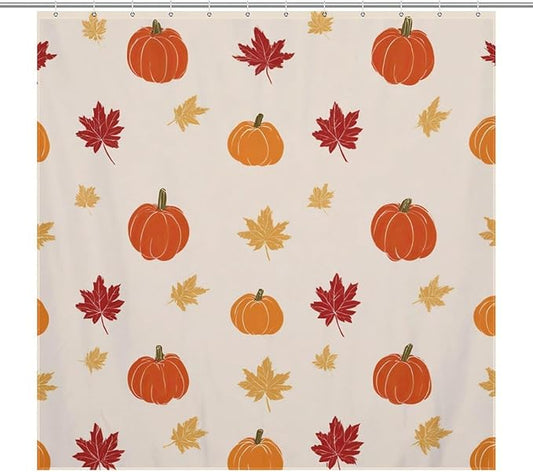 Fall Thanksgiving Pumpkin Shower Curtain Waterproof Washable Fabric Bathroom Shower Curtains for Bathroom Decorations Home Indoor Decor 72x72Inch