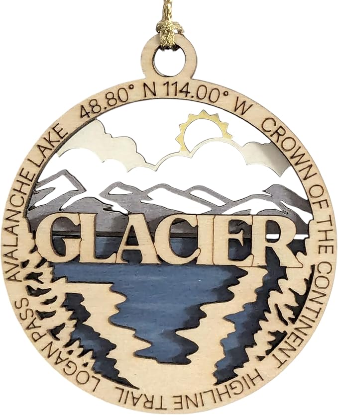 Glacier National Park Ornament - Handcrafted Wooden 3" Round, Avalanche Lake Christmas Décor