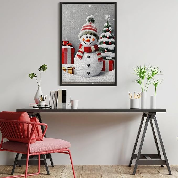 Wooden Puzzles for Adults 1000 Pieces, Christmas Winter Snowman, Each Piece is Unique and Perfectly Put Together, are Special Home Decorations, Fun Puzzles, Party Games, Family Toys