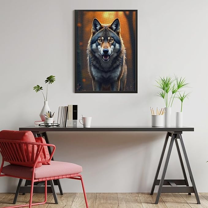 Puzzles for Adults 500 Pieces Wooden Jigsaw Puzzle - King of Wolves Theme Puzzle，Party Games，Family Toys，Educational Puzzles，Stress Relief Wooden Puzzle，Gifts for Family，Colleagues and Friends