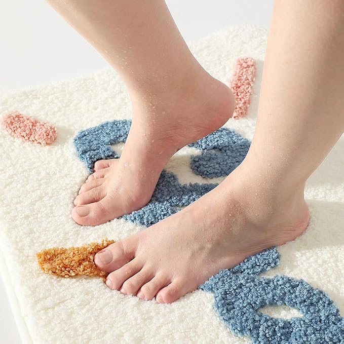 Ankah Get Naked Bath Mats, Rude Swear Words Unique Funky Cute Bathroom Rugs, Non Slip Rubber Backed Machine Washable, Cool Shag Absorbent Bath Rug for You Home, 17.32" x 29.92" (Clean)