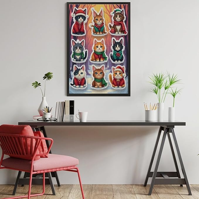 Wooden Puzzle 1000 Pieces Adult - Christmas Cat Puzzle Christmas Puzzles, Holiday Puzzles, Family Toys, Party Games, Jigsaw Puzzle Challenge and Funny