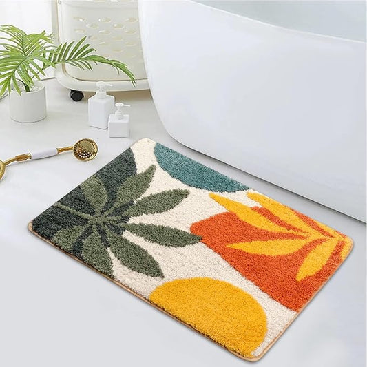 Uphome Bathroom Rugs Modern Abstract Bath Mat Non Slip Water Absorbent Cute Bath Rug Soft Microfiber Machine Washable Minimalist Art Floor Mats for Tub Bathroom Indoor Doormat,20"x31"