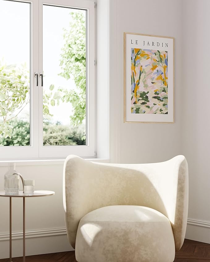 HAUS AND HUES Impressionist Art Posters, Danish Pastel Wall Decor, Artsy Aesthetic Room Prints, Art Exhibition Poster (Beige Frame, 24x36)