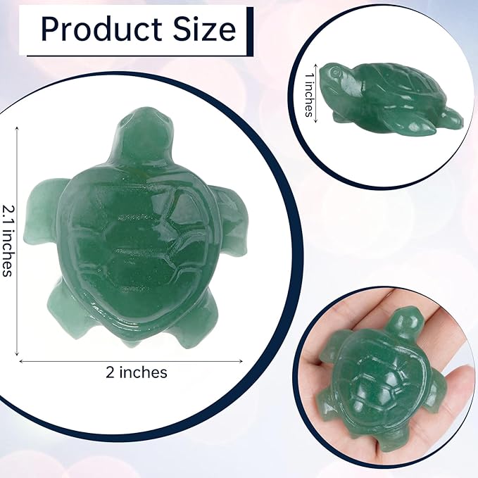 Crystal Travel Sea Turtle Figurines, Green Aventurine Sea Turtle Travel Gifts for Women Men Travelers, Hand Carved Good Luck Charm, Spiritual Companion Collectible Animal Statue Decors 2.1"
