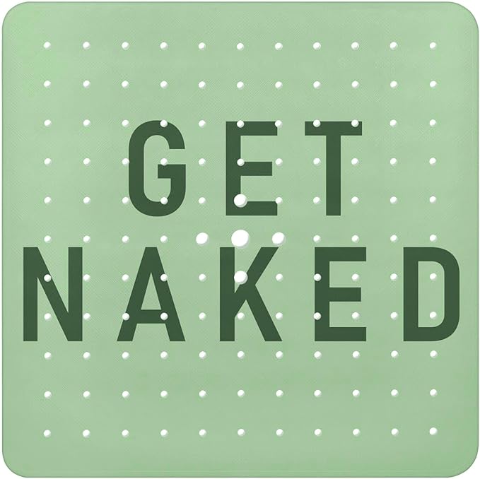 Bathtub Mat Non Slip, Get Naked Square Bath tub Mat Shower Floor Mat with Suction Cups for Adults Kids Elderly 21 X 21 Inch