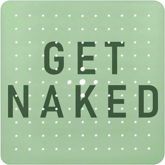 Bathtub Mat Non Slip, Get Naked Square Bath tub Mat Shower Floor Mat with Suction Cups for Adults Kids Elderly 21 X 21 Inch