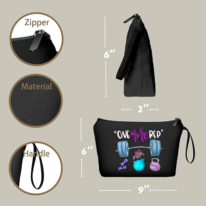 Workout Gym Exercise Gifts for Fitness Lovers Women Female Friends Sister Friend Female, Small Black Makeup Cosmetic Bag
