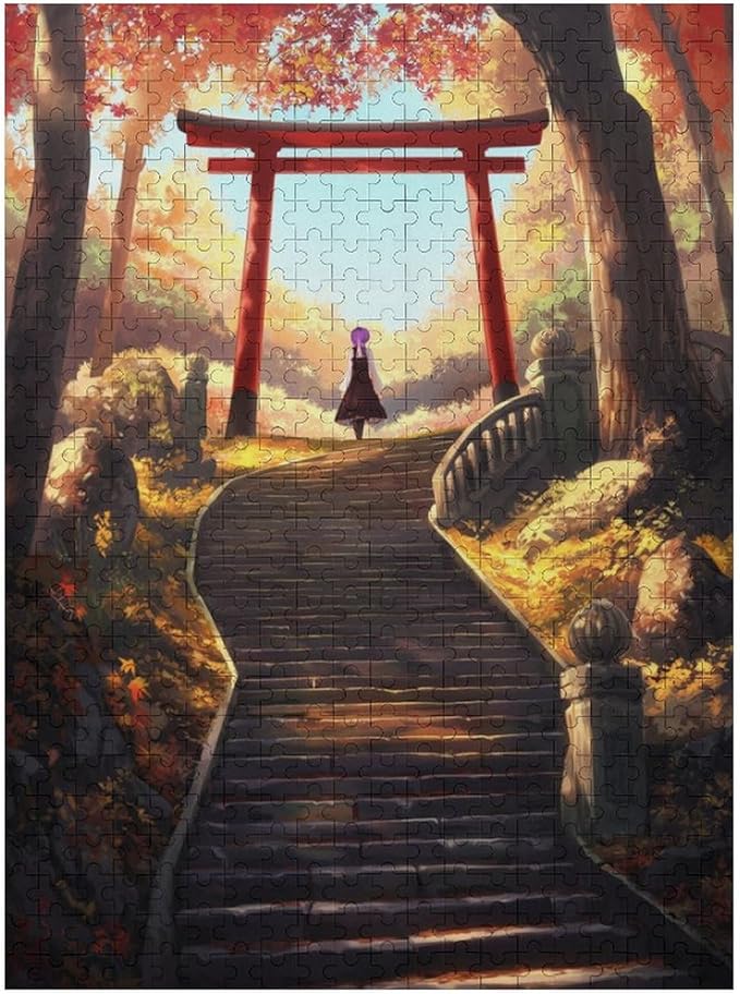 Adult Wooden Puzzle 500 Pieces - Golden Forest Pathway at Dusk Theme Jigsaw Puzzles， Exquisite Art Design，for Puzzles Challengers and Enthusiasts，Puzzle Games for Children and Adults