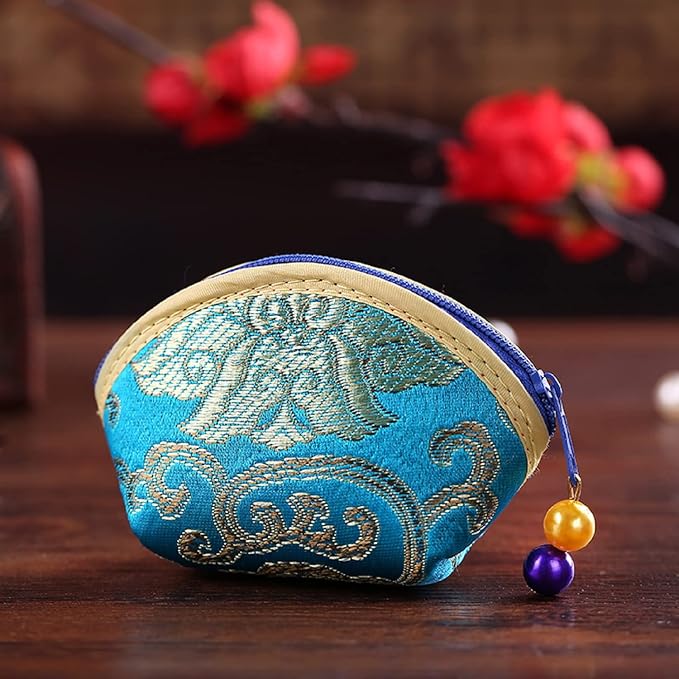 MIAO JIN 20Pcs Silk Coin Purse Zipper Purse Embroidery Sugar Jewelry Bag Lipstick Container Coin Wallet Gift Bag