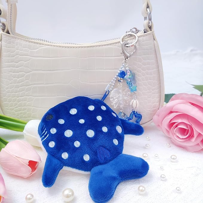 Cute Keychain Whale Shark Coin Purse Keychain Cute Plush Zipper Change Pouch, Kawaii Handmade Wallet for Women