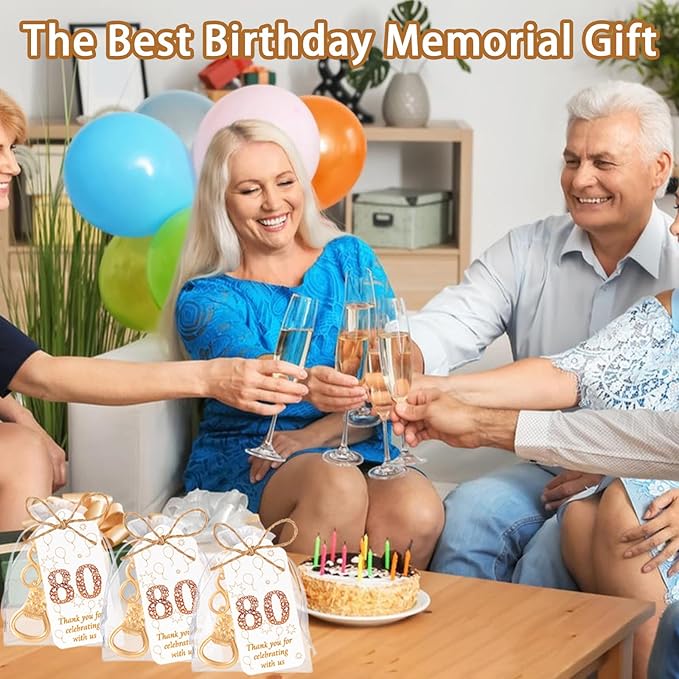 50Pcs 80th Birthday Bottle Opener Set 80th Birthday Party Favors 80th Golden Bottle Openers Personalized Party Favors Wedding Anniversaries Souvenirs Favors For Guests Party