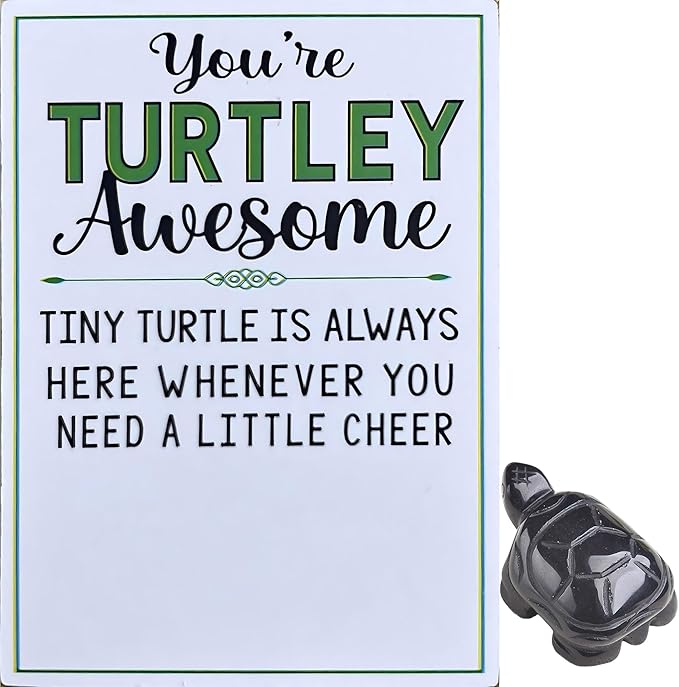 Obsidian Protection Turtle Gifts for Women Men, Birthday Graduation Gifts with Protection Card Crystal Gift for Negative Energy Shielding, Anxiety Relief & Spiritual Safety-Obsidian