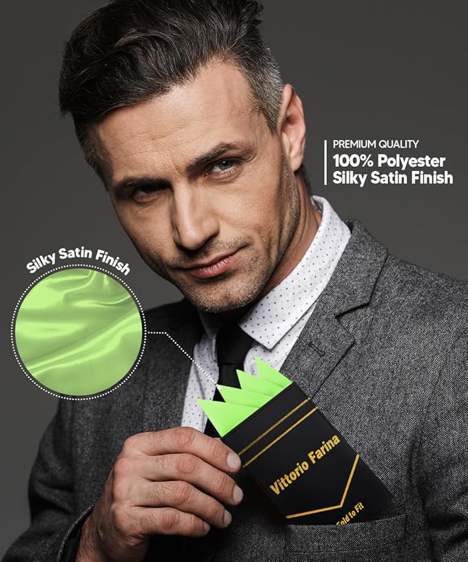 Premium Pre-Folded Four-Point Suit Pocket Square for Men with Sewn Pocket Fold