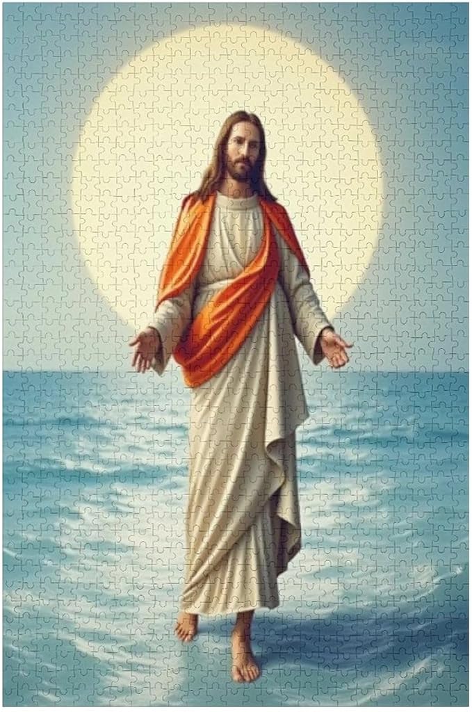 Jigsaw Puzzles for Adults 1000 Piece - Jesus Walk On Sea Wooden Puzzle，Stress Relief Games，Funny Puzzle，Unique Gifts for Wall Art ，Family Puzzles，Educational Games，Challenge Puzzles