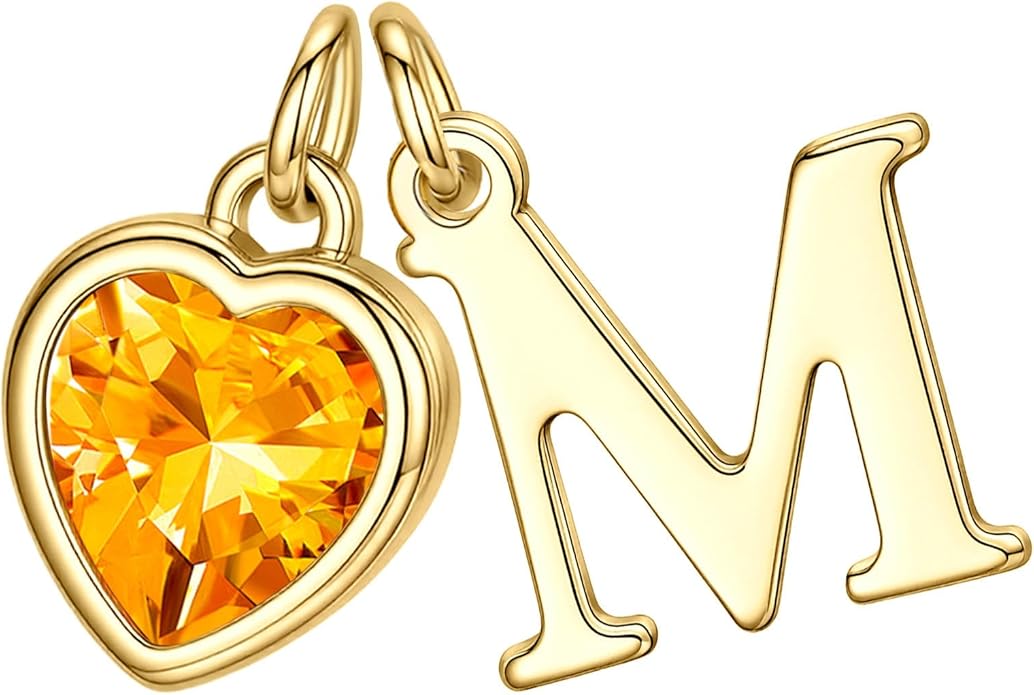 Turandoss Valentines Day Gifts for Her Trendy, Dainty 14K Gold Plated Initial A-Z Heart Birthstone Pendant Necklace Personalized Bridesmaid Birthday Valentines Jewelry Gifts for Women Girls