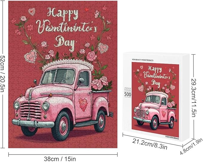 Jigsaw Puzzles for Adults 500 Piece - Happy Valentine's Day Wooden Puzzle，Puzzle Games， Stress Relief Games，Funny Puzzles，Unique Gifts for Wall Art ，Family Puzzles，Educational Games