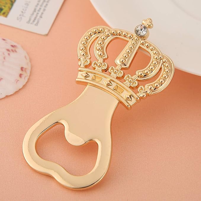 Pack of 24 Gold Crown Bottle Opener Wedding Favors,Party Favors for Guest Souvenir Gift for Baby Shower Birthday Party Decorations and Supplies by Layseri (Crown White, 24)