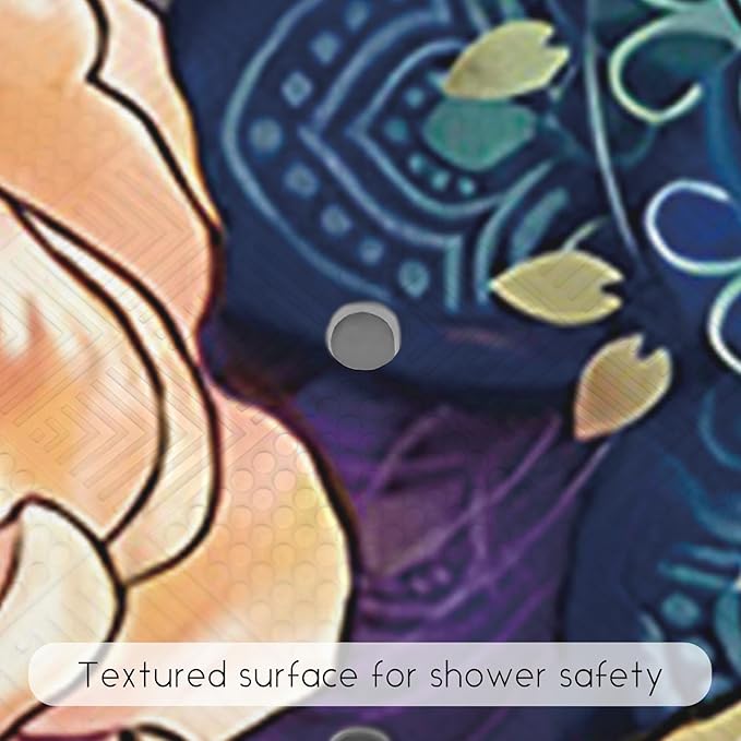 Bathtub Mat Non Slip, Bohemia Square Bath tub Mat Shower Floor Mat with Suction Cups for Adults Kids Elderly 21 X 21 Inch