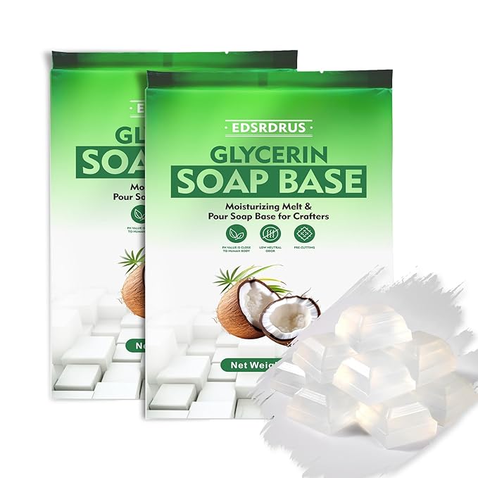EDSRDRUS 4 LB Glycerin Soap Base Pre-Cut Moisturizing Natural Base Melt and Pour DIY Handmade for Crafting Soap Making
