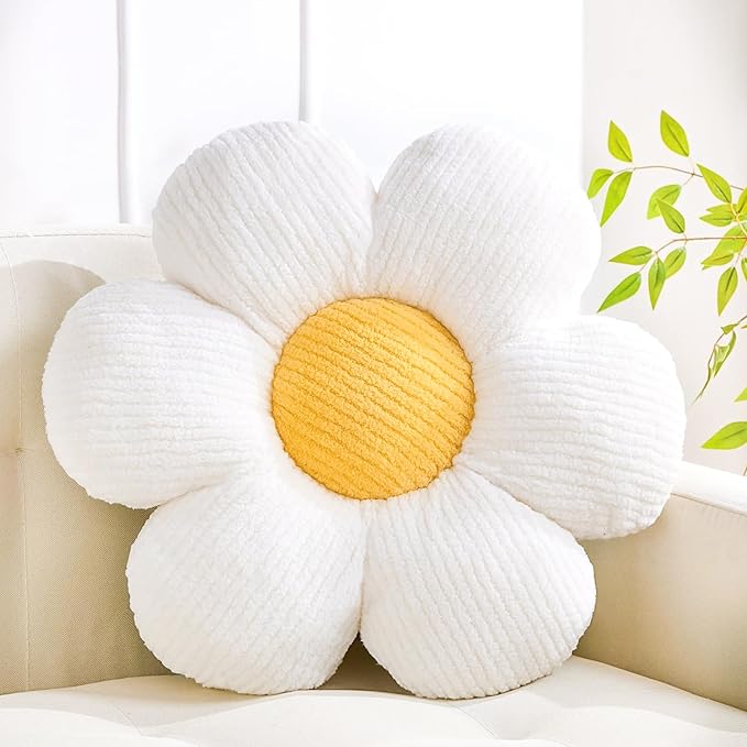 Flower Pillow Flowers Shaped Pillow Cushion Decorative Daisy Pillow for Bed Cute Throw Pillow Flower Floor Pillow Soft Seat Cushion Cream Cushion 15.7"