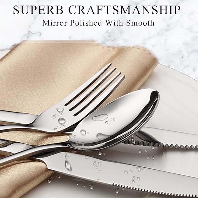 Teaspoon Set,16 Piece 6.7" Spoons Silverware, Premium Food Grade 18/10 Stainless Steel Tea Spoons, Metal Dessert Spoon, Mirror Finish & Dishwasher Safe
