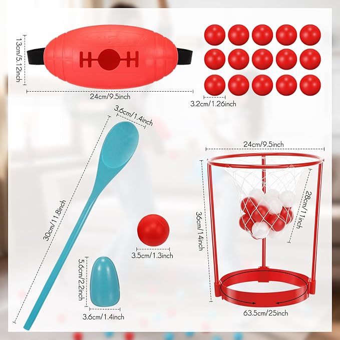 Outdoor Lawn Carnival Games Shaking Swing Balls Game Kit Head Hoop Basketball Party Spoon and Egg Race Games Party for Indoor Outdoor Christmas Easter Favors Gifts Toys