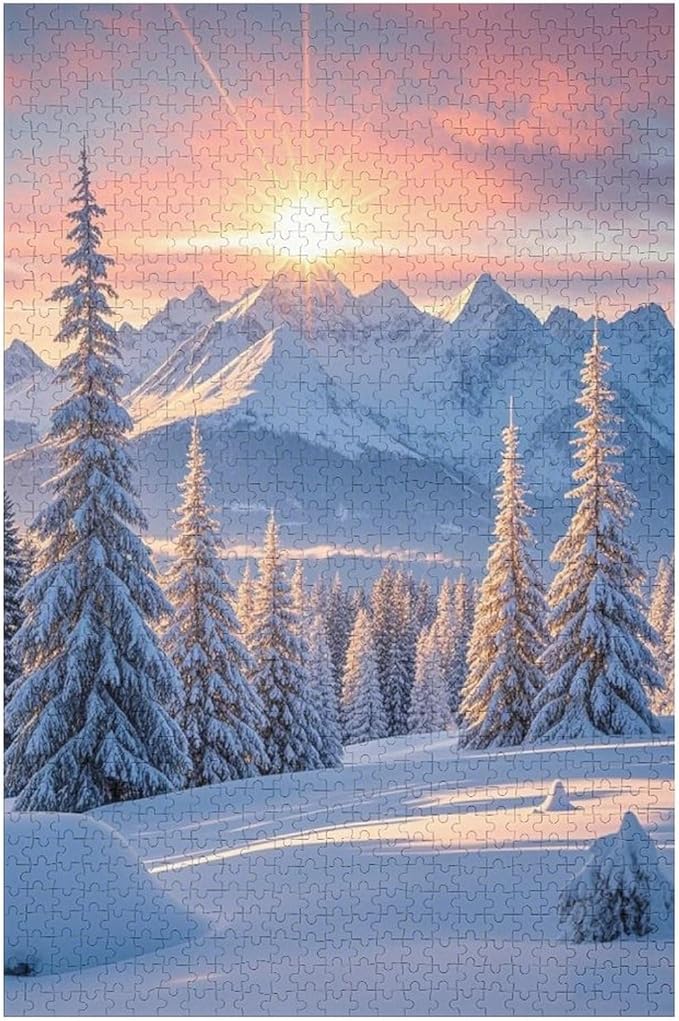 Funny Wooden Puzzle - Golden Winter Puzzle for Adult 1000 Piece，Wooden Jigsaw Puzzles Art Leisure Game Fun Suitable Family Friends Educational Learning Games Gift