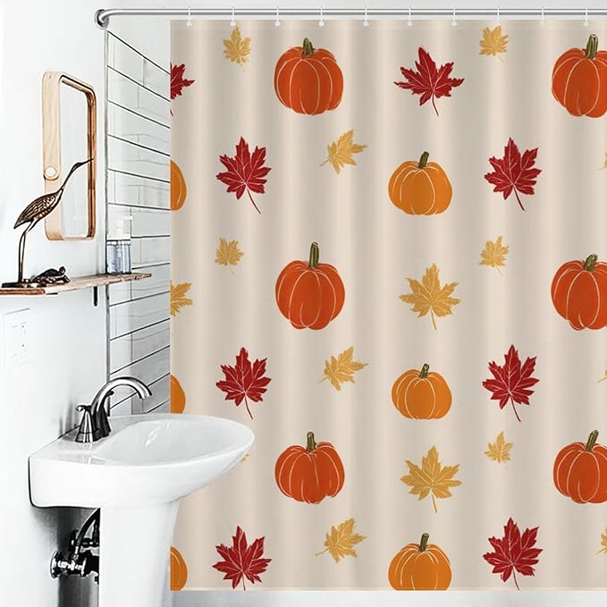 Fall Thanksgiving Pumpkin Shower Curtain Waterproof Washable Fabric Bathroom Shower Curtains for Bathroom Decorations Home Indoor Decor 64x72Inch