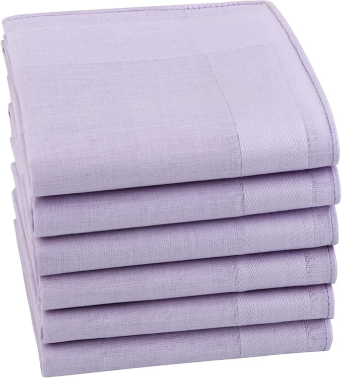 HOULIFE Men's Cotton Handkerchiefs, Solid Color 60S Soft Cotton Hankies for Men Women 6/12PCS 15.7"×15.7"