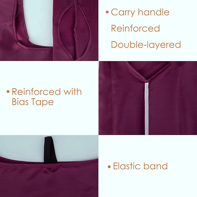 BeeGreen Burgundy Reusable Grocery Bags Wine Red Reusable Kitchen Bags Bulk Foldable-Machine Washable with Zipper Storage Pouch 50 Packs