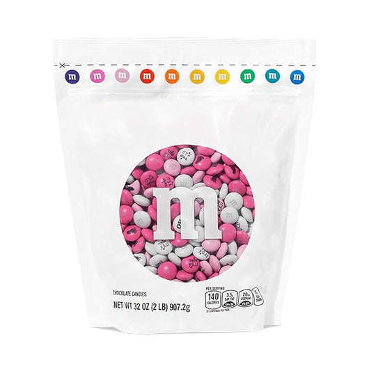 M&M'S World It's A Girl Milk Chocolate Candy 2lb Bag with Pink and White M&M'S for Baby Girl Showers Gender Reveal Parties and Baby Celebration Favors